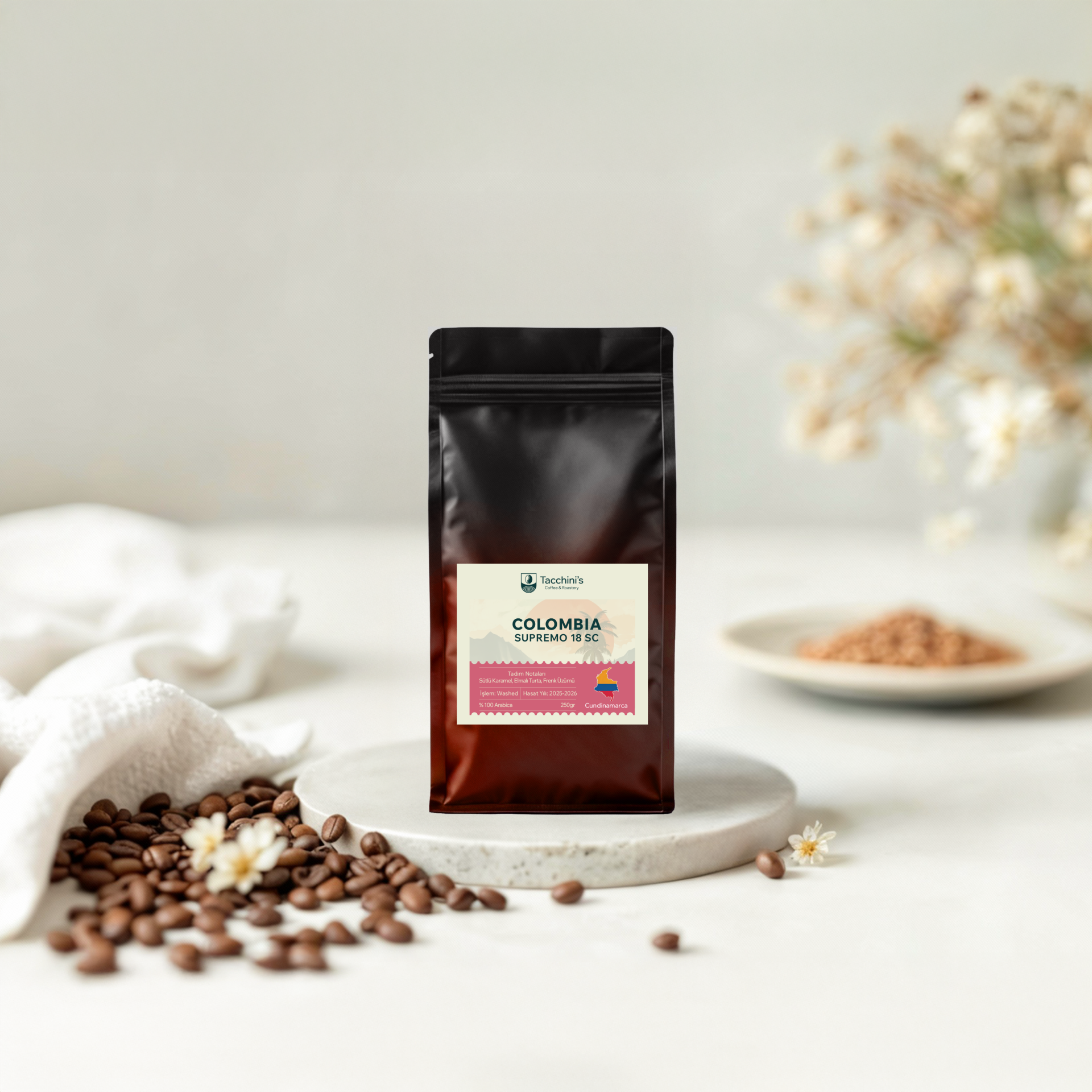 Tacchinis Coffee Colombia Supremo Espresso Çekirdek Kahve